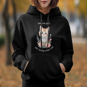 Cute Cat Floral Design Motivational   Hoodie