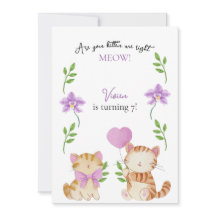 Cute Cat Floral Kids Birthday Party
