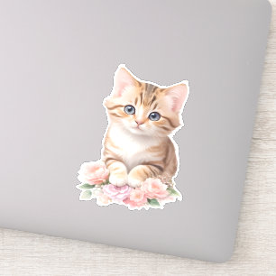 Cute Cat Floral Whimsical Feline Blossoms