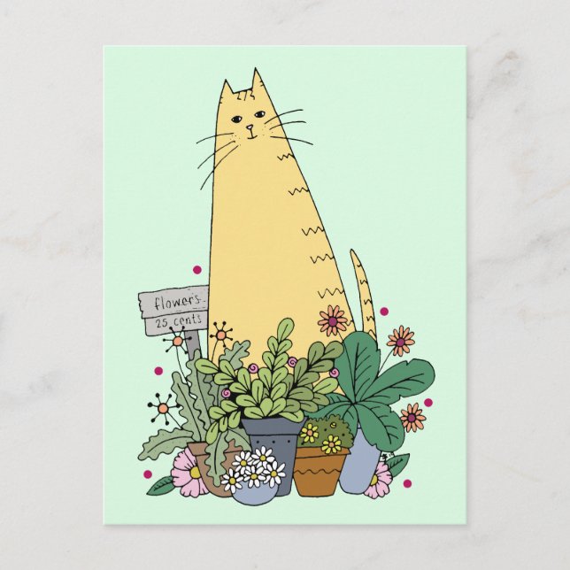 Cute Cat Florist Postcard (Front)