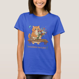 Cute Cat Florist   The Blooming Paw Whimsical  T-Shirt