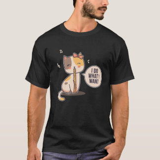 Cute Cat Flute Player Girl Flautist T-Shirt