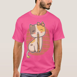 Cute Cat Flute Player Saying Flautist I Cat Playin T-Shirt