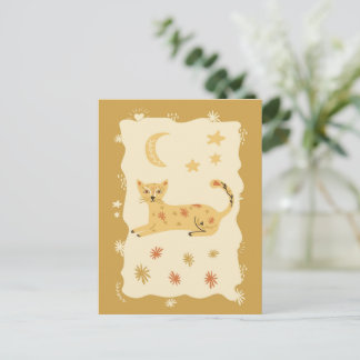 Cute Cat Folk Art  - Artist Postcard