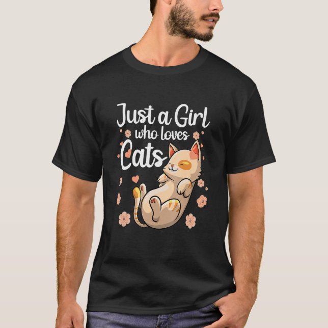 Cute Cat  For Girls Women Kids Kitty Lady Cat T-Shirt (Front)
