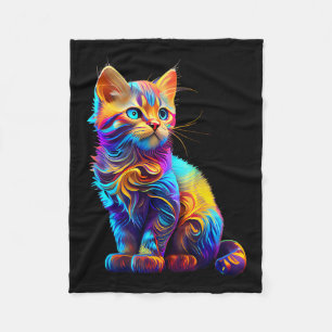 Cute Cat For Kitten Lovers Colourful Art Kitty Ado Fleece Blanket
