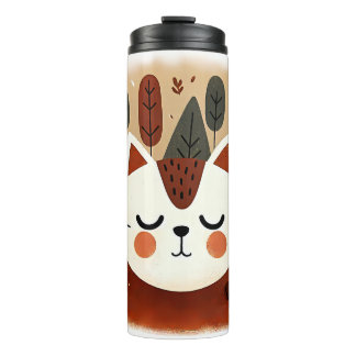 Cute Cat Forest Autumn Woodland Sleeping Kitty Thermal Tumbler