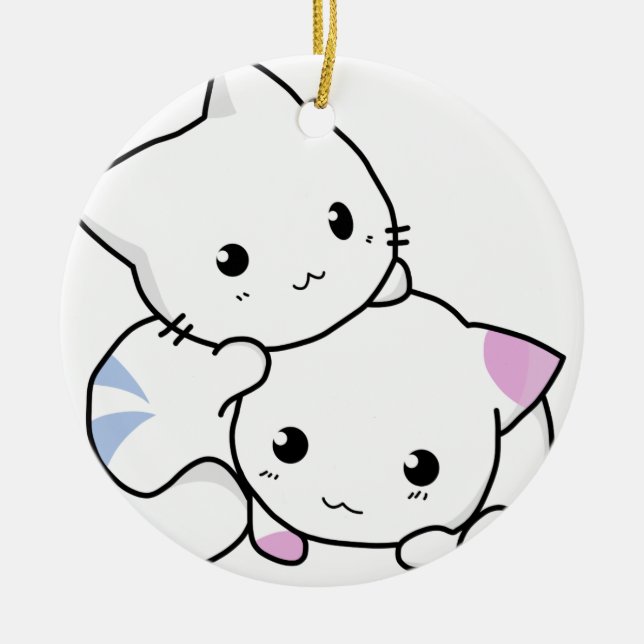 Cute cat friends ceramic tree decoration (Front)