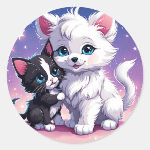 Cute cat frienship sticker