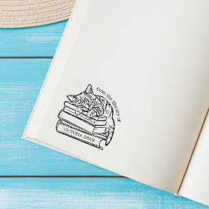 Cute Cat From the Library Of Bookmark Rubber Stamp