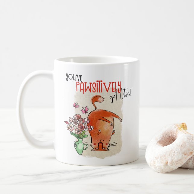 Cute Cat Fun Quote Pawsitively Got This Name Coffee Mug (With Donut)