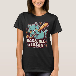 Cute Cat Funny Baseball T-Shirt