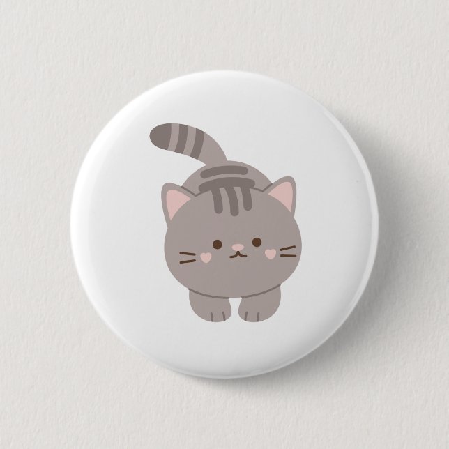 Cute Cat Funny Button Badge (Front)