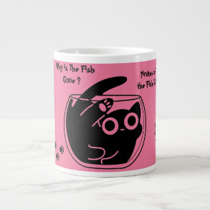 Cute Cat,Funny Cat, Funny Script, Modern, Trendy Large Coffee Mug
