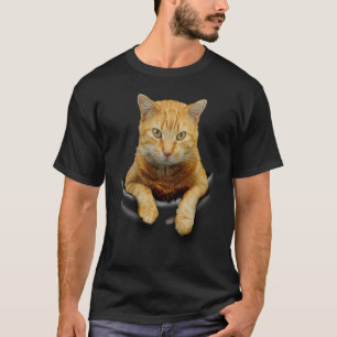 Cute Cat Funny Cat Peeking out Pocket  For Cat Lov T-Shirt