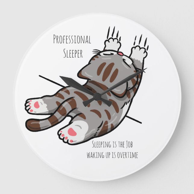 Cute Cat, Funny Cat, Professional Sleeper Large Clock (Front)