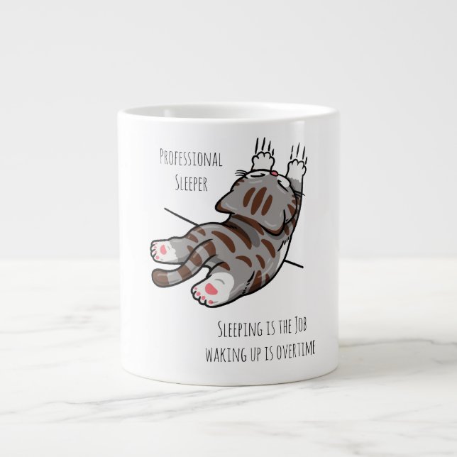 Cute Cat, Funny Cat, Professional Sleeper Large Coffee Mug (Front)