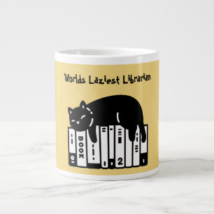 Cute Cat, Funny Cat,Worlds Laziest Librarian Giant Large Coffee Mug
