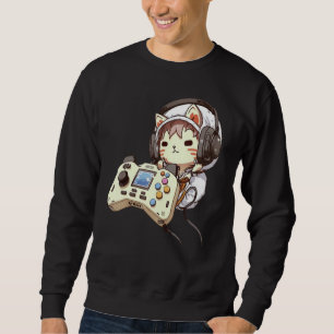 Cute cat Funny gaming headset controller Gamer Kit Sweatshirt
