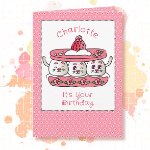 Cute Cat Funny Party Kitten Cartoon Birthday Card