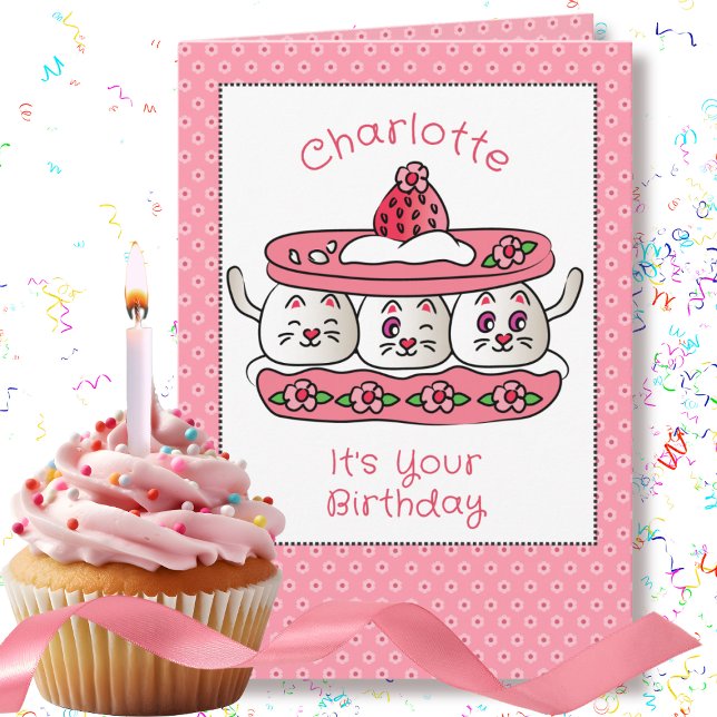 Cute Cat Funny Party Kitten Cartoon Birthday Card (Creator Uploaded)