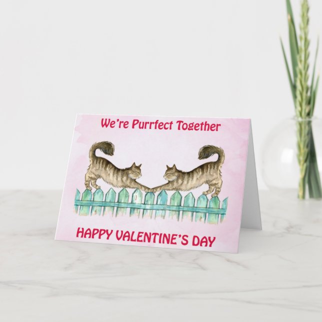 Cute Cat Funny Pun Valentines Day Card (Front)