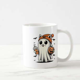 Cute Cat Ghost Iced Coffee Funny Ghost Halloween I Coffee Mug