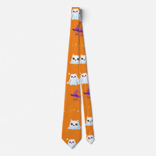 Cute Cat ghost sheet Halloween pumpkin party gifts Tie