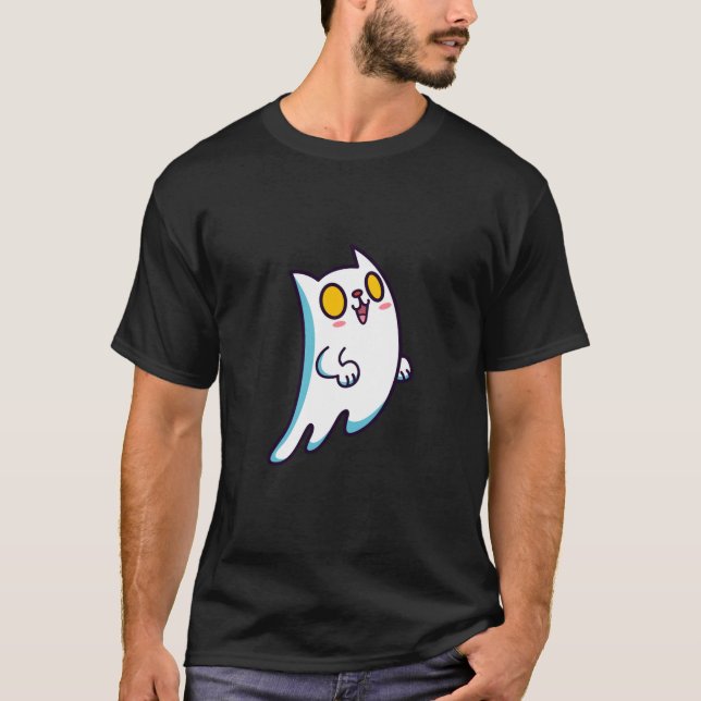 Cute Cat Ghost Sweatshirt T-Shirt (Front)