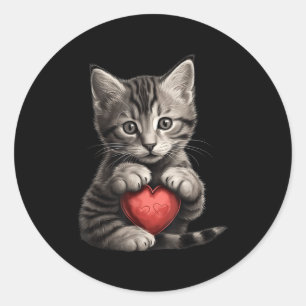 Cute Cat Gift For Kitten Lovers Colorful Kitty Hea Classic Round Sticker