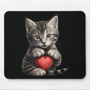 Cute Cat Gift For Kitten Lovers Colorful Kitty Hea Mouse Mat