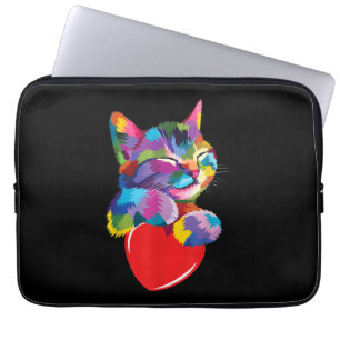Cute Cat Gift for Kitten Lovers Colourful Art Kitt Laptop Sleeve