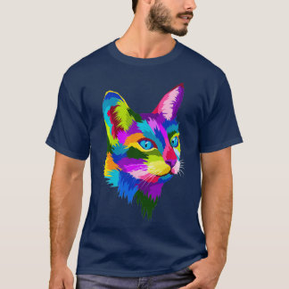 Cute Cat Gift for kitten lovers Colourful Art Kitt T-Shirt