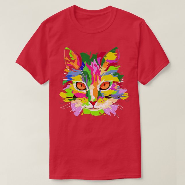 Cute Cat Gift for kitten lovers Colourful Art Kitt T-Shirt (Design Front)