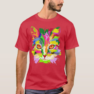 Cute Cat Gift for kitten lovers Colourful Art Kitt T-Shirt