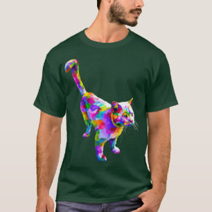 Cute Cat Gift for kitten lovers Colourful Art Kitt T-Shirt