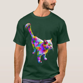 Cute Cat Gift for kitten lovers Colourful Art Kitt T-Shirt
