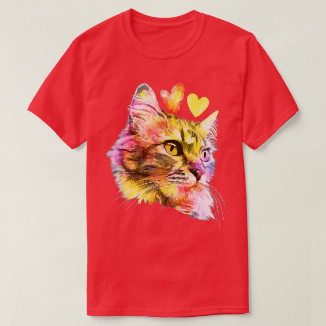 Cute Cat Gift for kitten lovers Colourful Art Kitt T-Shirt (Design Front)