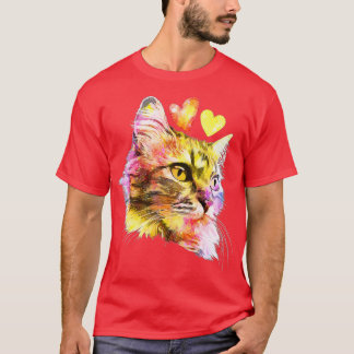 Cute Cat Gift for kitten lovers Colourful Art Kitt T-Shirt