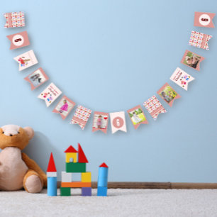 Cute Cat & Gifts Birthday Custom Photo Blush Pink Bunting