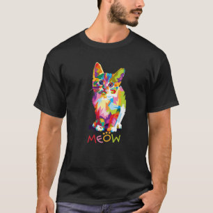 Cute Cat Gifts For Kitten Lovers Colorful Art Kitt T-Shirt