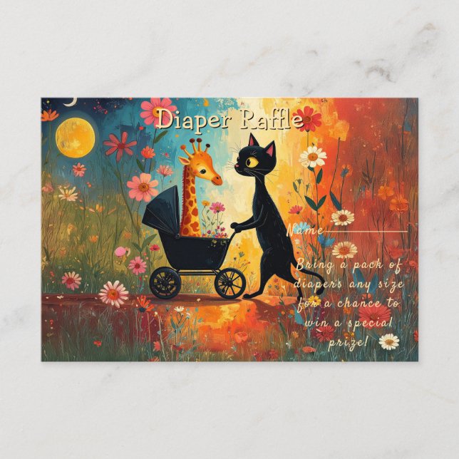 Cute Cat Giraffe Baby Shower Enclosure Card (Front)