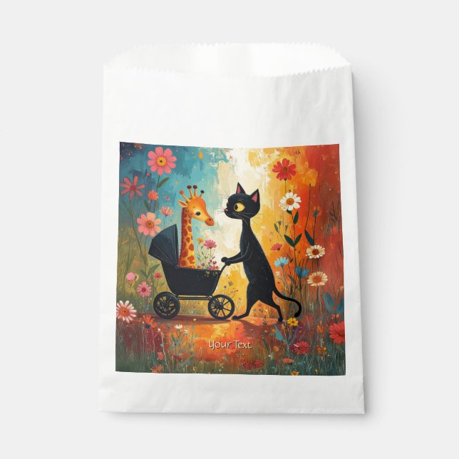 Cute Cat Giraffe Favor Bags (Front)