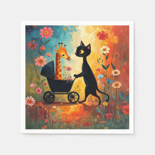 Cute Cat Giraffe Napkins