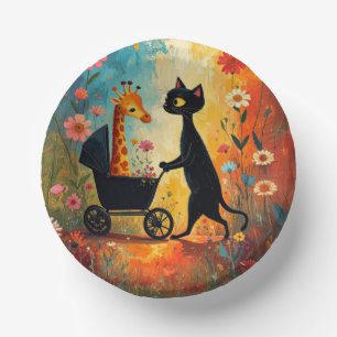 Cute Cat Giraffe Paper Bowl Plate