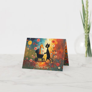 Cute Cat Giraffe Thank You Card