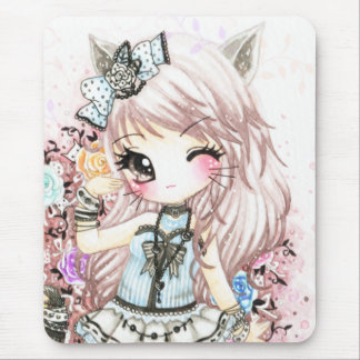 Cute cat girl in lolita style mouse mat