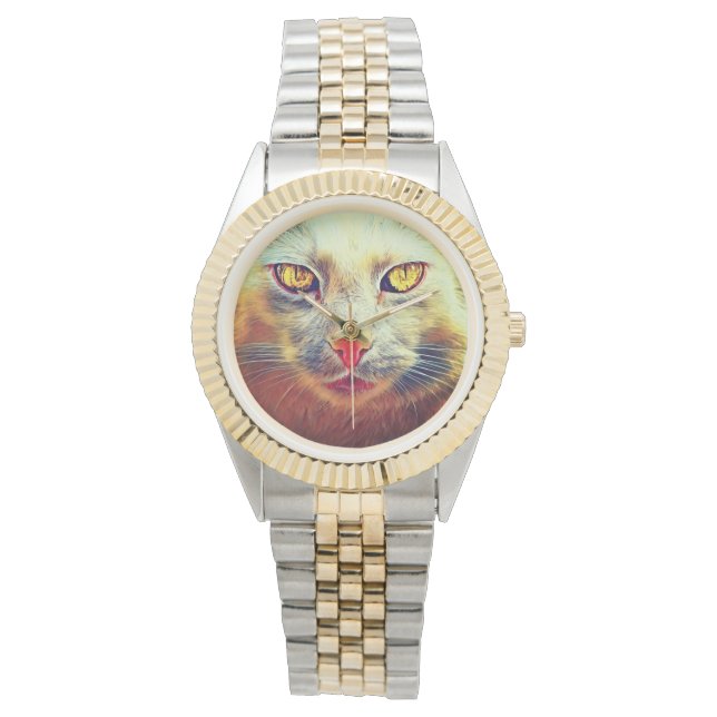 Cute Cat Golden Face eWatch Watch (Front)