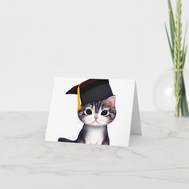 Cute Cat Graduation Day is a significant milestone Thank You Card (Front)