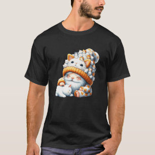 Cute Cat Grandpa Cuddles With White Kitten For Cat T-Shirt